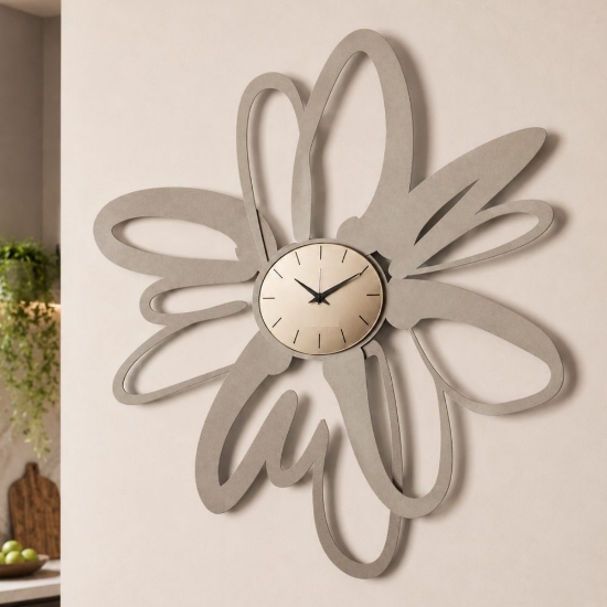Orologio moderno per parete moderno beige e sabbia quadrante vetro ottone