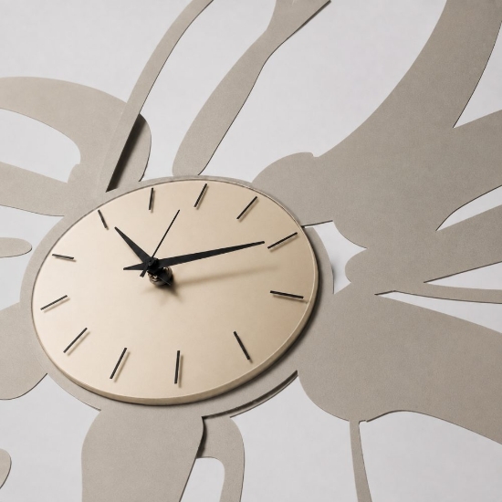 Orologio moderno per parete moderno beige e sabbia quadrante vetro ottone