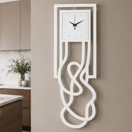 Orologio moderno per cucina design verticale bianco marmo