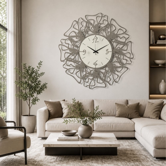 Orologio da cucina moderno design linee fango e avorio