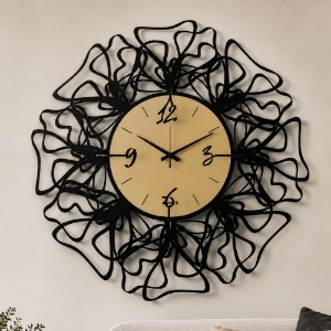 Orologio rotondo per parete moderno nero quadrante miele