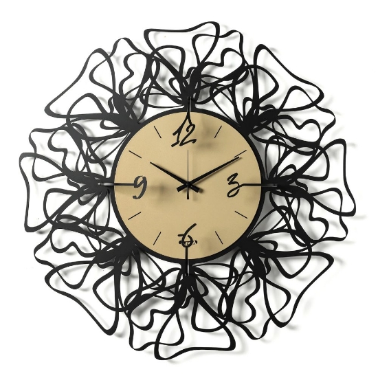 Orologio rotondo per parete moderno nero quadrante miele
