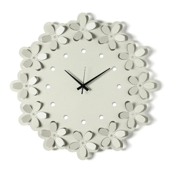Orologio moderno da muro design fiori avorio  rotondo 59cm