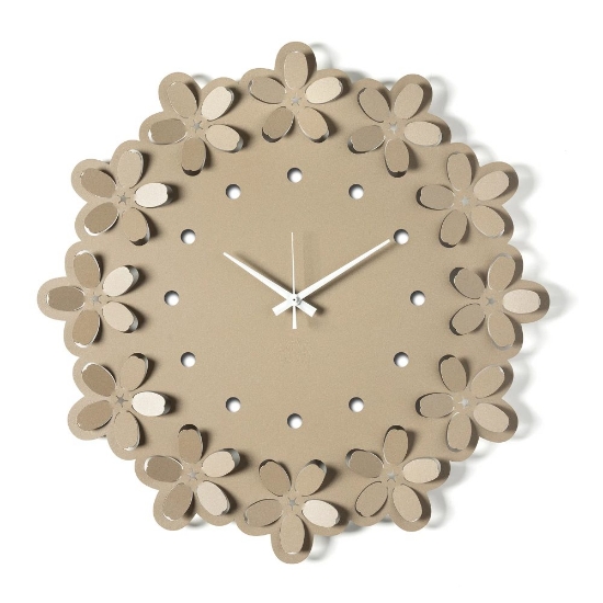 Orologio per parete beige rotondo design fiori 59cm