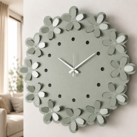 Orologio rotondo moderno color giada design fiori 55cm