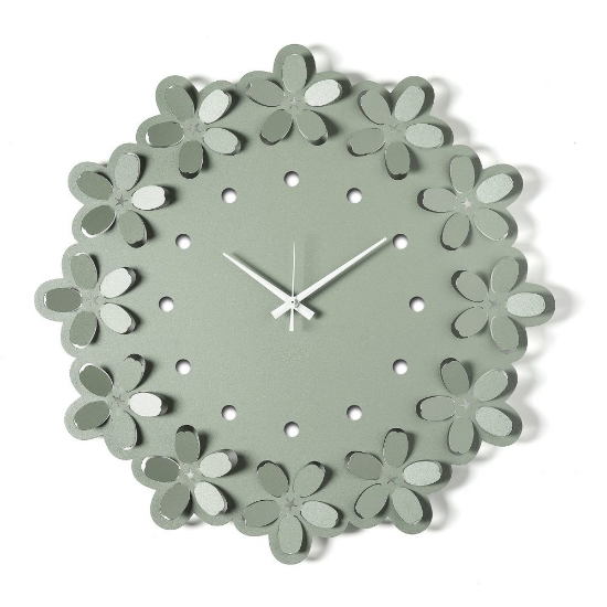 Orologio rotondo moderno color giada design fiori 55cm
