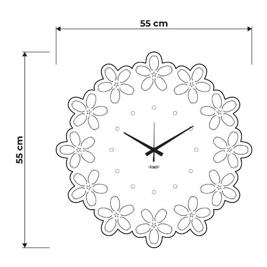 Orologio rotondo moderno color giada design fiori 55cm