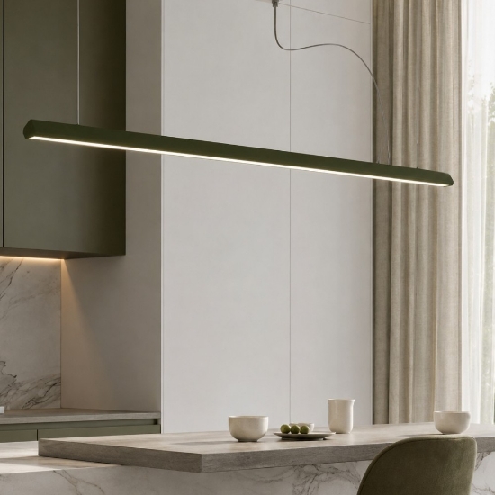 Lampadario a sospensione moderno per cucina verde oliva led 40w cct 3000k 6000k con telecomando