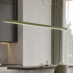 Lampadario a sospensione moderno lineare per cucina verde salvia led 40w cct 3000k 6000k dimmerabile con telecomando