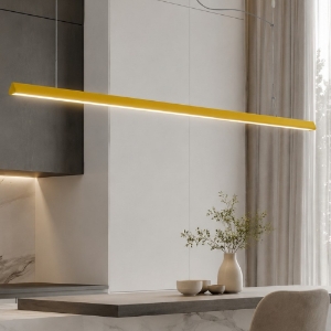 Lampadario a sospensione moderno lineare per cucina giallo led 40w cct 3000k 6000k con telecomando