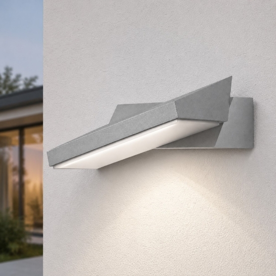 Applique da esterno moderna grigio perla led 13w 3000k ip65 orientabile