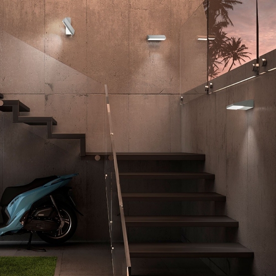 Applique da esterno moderna grigio perla led 13w 3000k ip65 orientabile