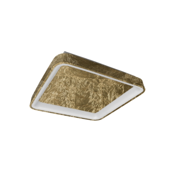 Plafoniera moderna 35cm quadrata per ingresso foglia oro led 40w cct 3000k 4000k