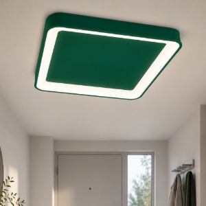 Plafoniera moderna 35cm quadrata per ingresso verde bosco led 40w cct 3000k 4000k