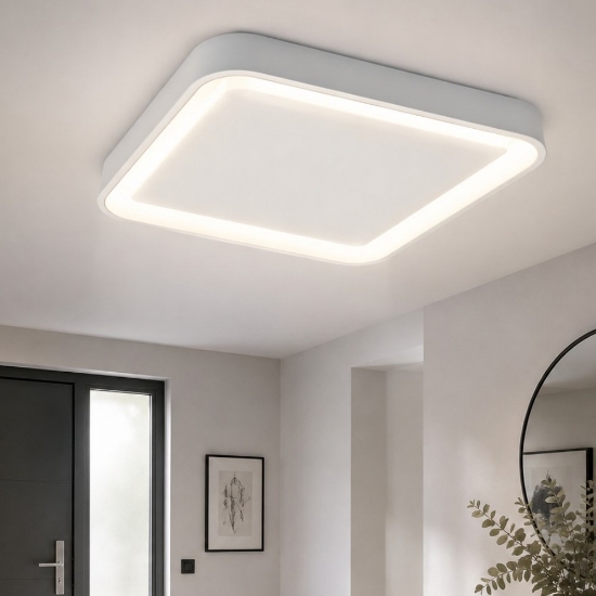 Plafoniera moderna quadrata bianca per ingresso led 40w cct 3000k 4000k