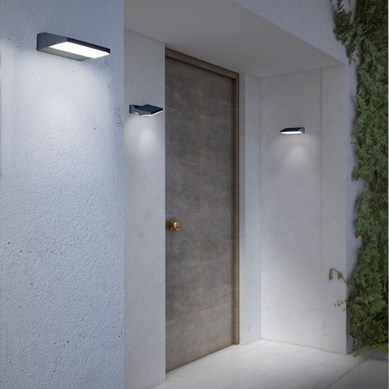 Applique da esterno moderna antracite orientabile led 13w 3000k con ip65