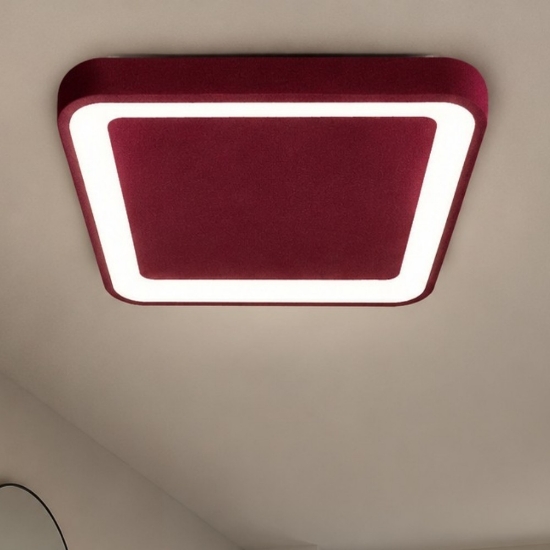 Plafoniera 35cm moderna quadrata per ingresso bordeaux led 40w cct 3000k 4000k