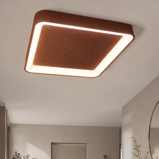 Plafoniera 35cm moderna quadrata per ingresso rame opaco led 40w cct 3000k 4000k