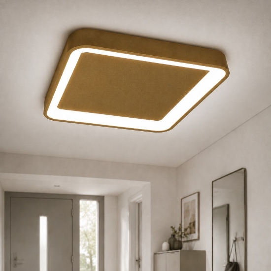 Plafoniera 35cm moderna quadrata oro opaco led 40w cct 3000k 4000k per ingresso