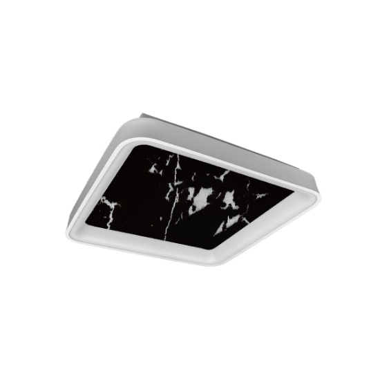 Plafoniera 35cm moderna quadrata effetto marmo nero led 40w cct 3000k 4000k
