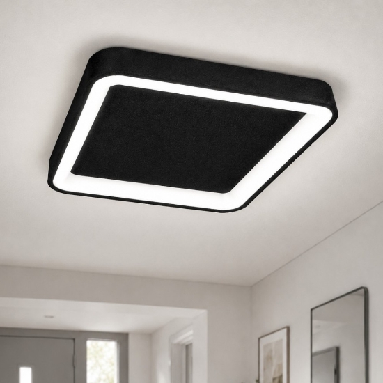 Plafoniera 35cm moderna quadrata nero led 40w cct 3000k 4000k per ingresso