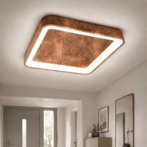 Plafoniera moderna quadrata foglia rame led 40w cct 3000k 4000k per ingresso