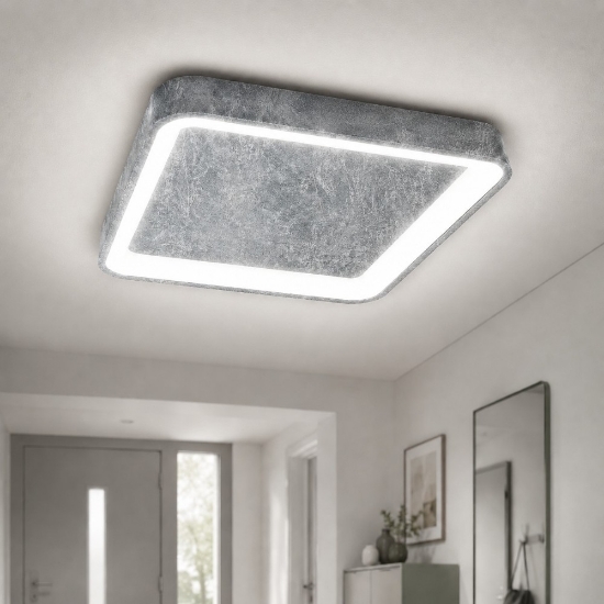Plafoniera 35cm moderna quadrata foglia argento led 40w cct 3000k 4000k per ingresso