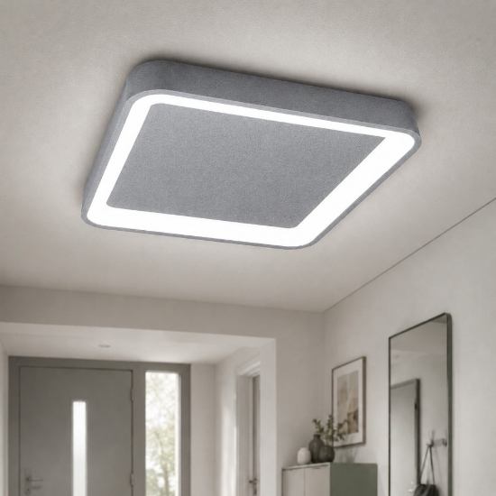 Plafoniera 35cm moderna quadrata grigio perla led 40w cct 3000k 4000k per ingresso