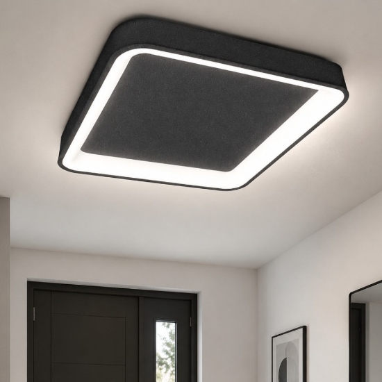 Plafoniera 50cm moderna quadrata antracite per cucina led 50w cct 3000k 4000k
