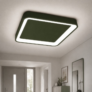 Plafoniera 50cm per cucina moderna quadrata verde oliva led 50w cct 3000k 4000k