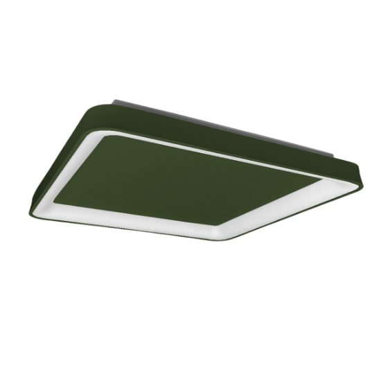 Plafoniera 50cm per cucina moderna quadrata verde oliva led 50w cct 3000k 4000k