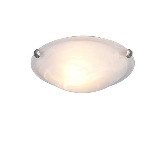 Plafoniera per corridoio nichel opaco vetro bianco decorato 30cm