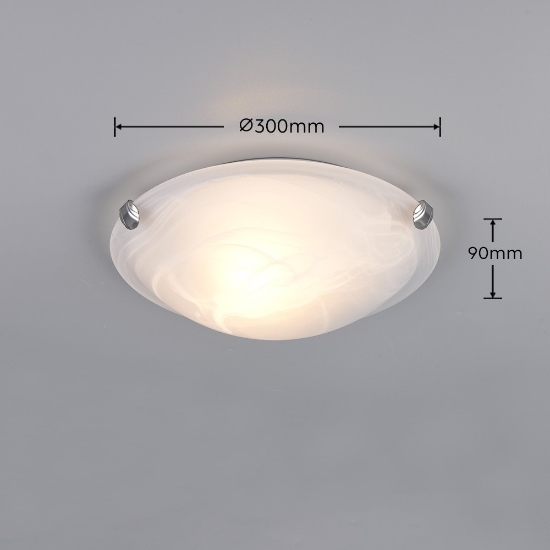 Plafoniera per corridoio nichel opaco vetro bianco decorato 30cm
