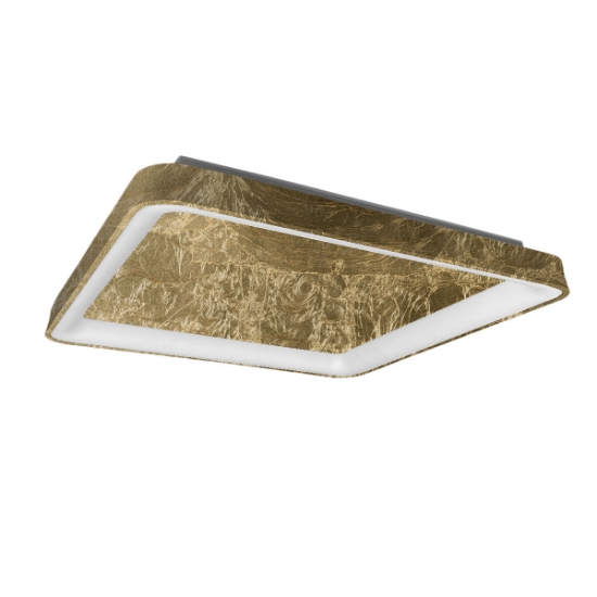 Plafoniera 50cm moderna quadrata per cucina foglia oro led 50w cct 3000k 4000k