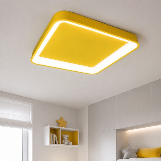 Plafoniera 50cm per cameretta quadrata giallo led 50w cct 3000k 4000k