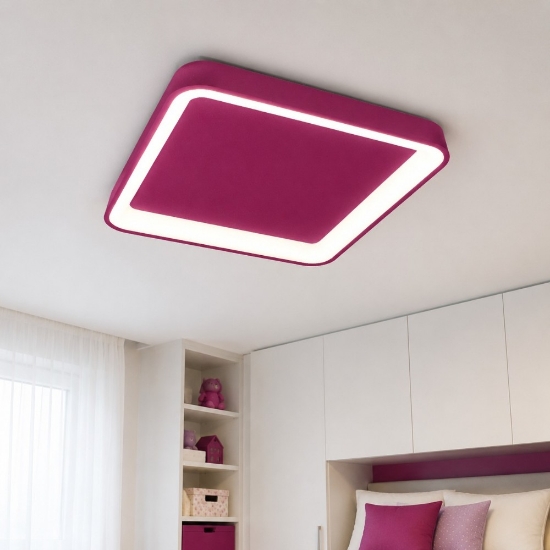 Plafoniera 50cm per cameretta quadrata magenta led 50w cct 3000k 4000k
