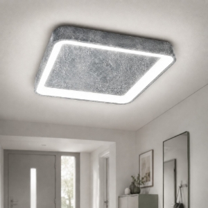 Plafoniera 50cm moderna quadrata foglia argento per cucina led 50w cct 3000k 4000k