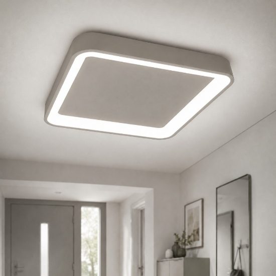 Plafoniera 50cm  moderna quadrata per cucina tortora led 50w cct 3000k 4000k