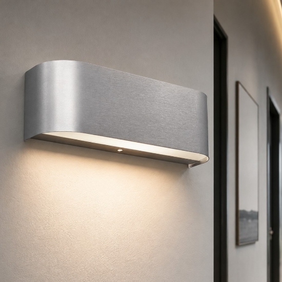 Applique moderna da parete alluminio spazzolato led 3.1w 3000k