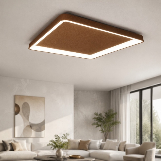 Plafoniera 65cm moderna quadrata per soggiorno oro rosato led 70w cct 3000k 4000k