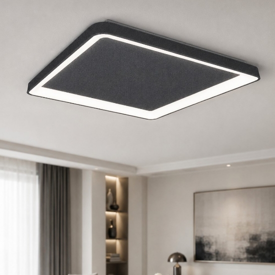 Plafoniera 65cm moderna quadrata antracite led 70w cct 3000k 4000k per soggiorno