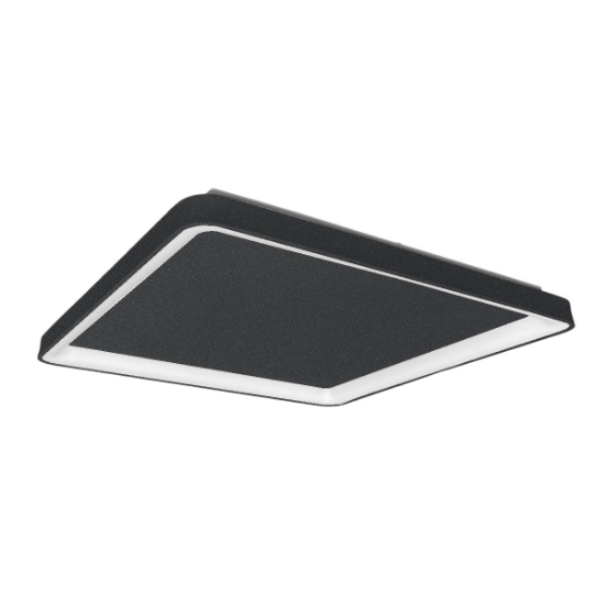 Plafoniera 65cm moderna quadrata antracite led 70w cct 3000k 4000k per soggiorno