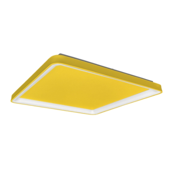 Plafoniera 65cm moderna per soggiorno quadrata giallo led 70w cct 3000k 4000k