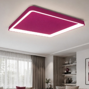 Plafoniera 65cm moderna quadrata magenta led 70w cct 3000k 4000k per soggiorno