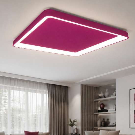 Plafoniera 65cm moderna quadrata magenta led 70w cct 3000k 4000k per soggiorno