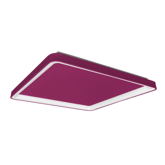 Plafoniera 65cm moderna quadrata magenta led 70w cct 3000k 4000k per soggiorno