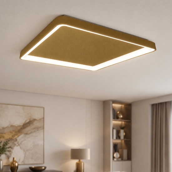 Plafoniera 65cm moderna quadrata oro opaco led 70w cct 3000k 4000k per soggiorno
