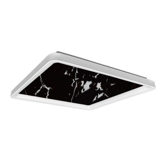 Plafoniera 65cm moderna quadrata per soggiorno effetto marmo nero led 70w cct 3000k 4000k