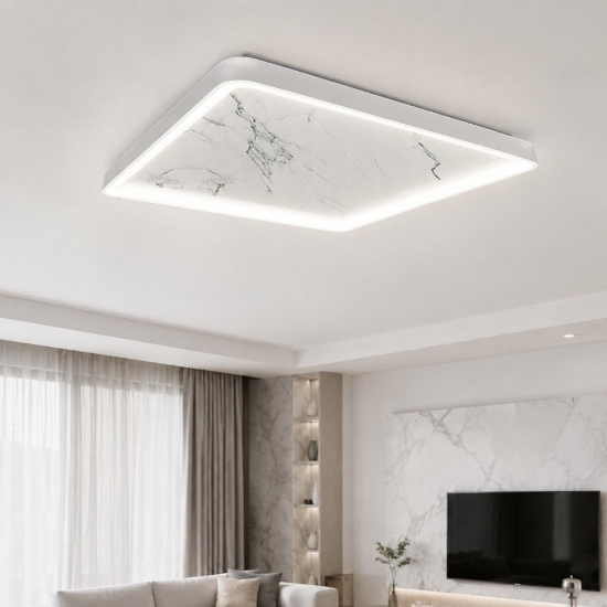Plafoniera 65cm moderna quadrata bianco led 70w cct 3000k 4000k per soggiorno