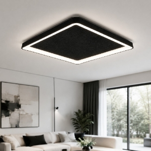 Plafoniera 65cm moderna quadrata nera led 70w cct 3000k 4000k per soggiorno